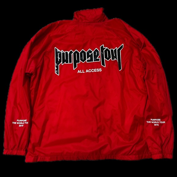 Justin Bieber’s “Purpose Tour,” crew jacket. Size XL (Men) available in Red. - Picture 2 of 2